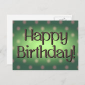 Carte Postale Joyeux Anniversaire Brown Polka Dot Texte Vert Bkg (Devant / Derrière)