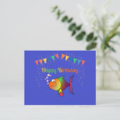 Carte Postale Joyeux Anniversaire, Bubbles le Poisson design pop (Debout devant)
