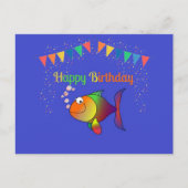 Carte Postale Joyeux anniversaire, Bubbles the Fish design popul (Devant)