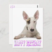 Carte Postale Joyeux Anniversaire Bull Terrier Chien chiot (Devant / Derrière)