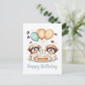 Carte Postale Joyeux Anniversaire Cake d'Anniversaire pour Chien (Debout devant)