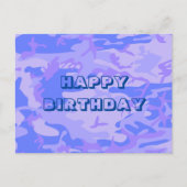 Carte Postale Joyeux Anniversaire Camouflage Bleu Pastel Abstrai (Devant)