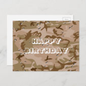Carte Postale Joyeux Anniversaire Camouflage Marron Désert Abstr (Devant / Derrière)