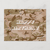 Carte Postale Joyeux Anniversaire Camouflage Marron Désert Abstr (Devant)