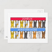 Carte Postale Joyeux Anniversaire Cartoon Chats Joyeux Anniversa (Devant / Derrière)