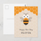 Carte Postale Joyeux Anniversaire Cartoon mignonne Miel Bee Hone (Devant / Derrière)