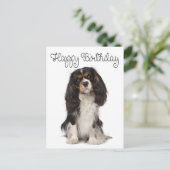 Carte Postale Joyeux Anniversaire Cavalier King Charles Spaniel (Debout devant)