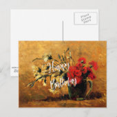 Carte Postale Joyeux Anniversaire, célèbre peinture florale de V (Devant / Derrière)