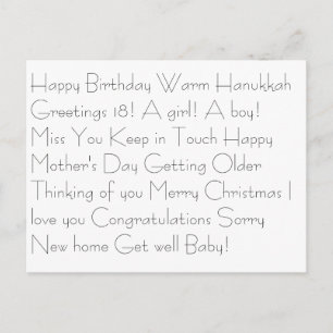 Carte Postale Joyeux anniversaire Chaleureux Hanoukka Salutation