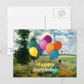 Carte Postale Joyeux Anniversaire, Champ de Coquelicots, Argente (Devant / Derrière)