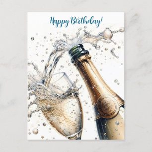 Carte Postale Joyeux anniversaire champagne pétillant