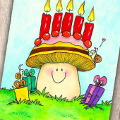 Carte Postale Joyeux Anniversaire Champignon
