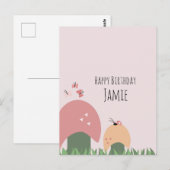 Carte Postale Joyeux Anniversaire Champignons, Papillons et Cocc (Devant / Derrière)