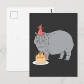 Carte Postale Joyeux Anniversaire Chapeau de Fête de l'Animal du (Devant / Derrière)