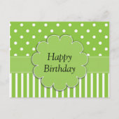 Carte Postale Joyeux anniversaire - Chartreuse et design blanc (Devant)