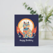 Carte Postale Joyeux anniversaire chat (Debout devant)