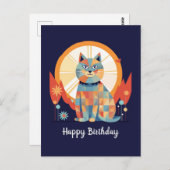 Carte Postale Joyeux anniversaire chat (Devant / Derrière)