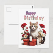 Carte Postale joyeux anniversaire chat (Devant / Derrière)