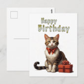 Carte Postale joyeux anniversaire chat (Devant / Derrière)