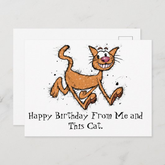Carte Postale Joyeux Anniversaire Chat (Devant / Derrière)