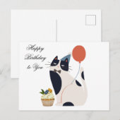 Carte Postale Joyeux Anniversaire Chat avec Cupcake  (Devant / Derrière)