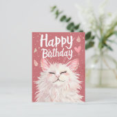 Carte Postale Joyeux Anniversaire Chat Blanc (Debout devant)