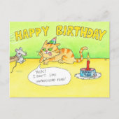 Carte Postale Joyeux Anniversaire Chat Dessin Animé Drôle (Devant)