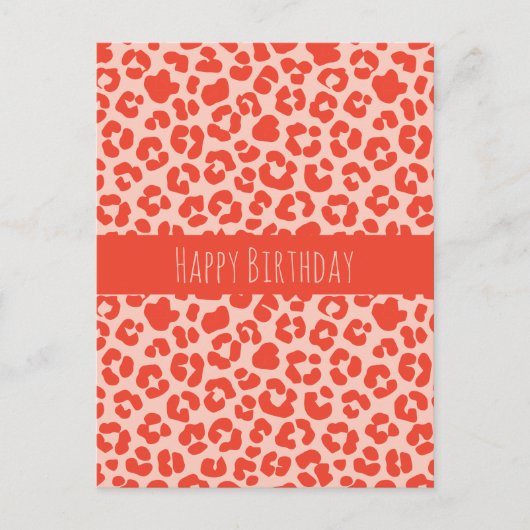 Carte Postale Joyeux Anniversaire Cheetah Imprimer Motif Rouge C (Devant)