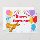 Carte Postale Joyeux anniversaire Cheetah Salutation (Devant / Derrière)