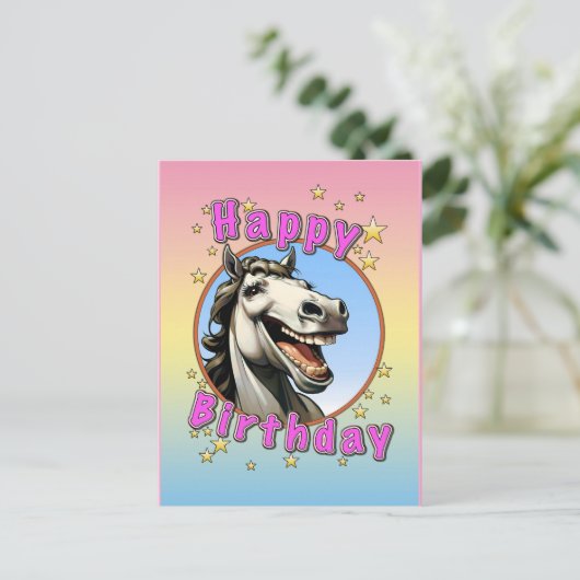 Carte Postale joyeux anniversaire cheval (Debout devant)