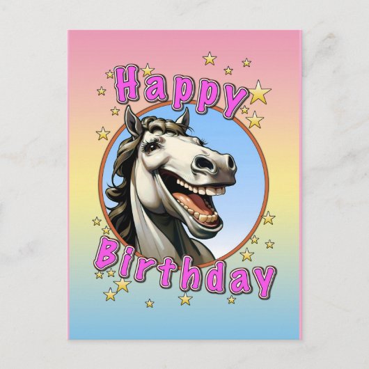 Carte Postale joyeux anniversaire cheval (Devant)