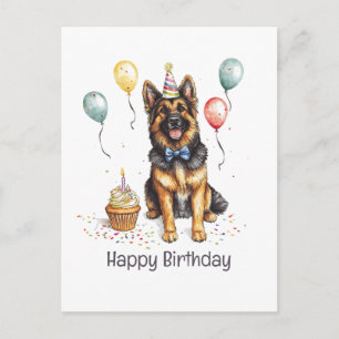 Carte Postale Joyeux Anniversaire Chien Berger Allemand
