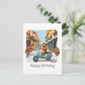 Carte Postale Joyeux Anniversaire Chien Caniche Standard à Trott (Debout devant)