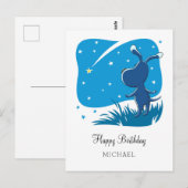 Carte Postale Joyeux Anniversaire Chien Chiot Puppy Shooting Sta (Devant / Derrière)