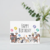 Carte Postale Joyeux Anniversaire Chien Coloré Mignon  (Debout devant)
