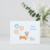 Carte Postale Joyeux Anniversaire Chien Corgi (Debout devant)