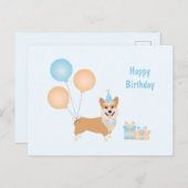 Carte Postale Joyeux Anniversaire Chien Corgi (Devant / Derrière)