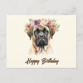 Carte Postale Joyeux Anniversaire Chien Mastiff Anglais avec des (Devant)