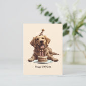 Carte Postale Joyeux Anniversaire Chien Retriever Doré (Debout devant)