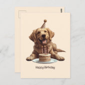 Carte Postale Joyeux Anniversaire Chien Retriever Doré (Devant / Derrière)