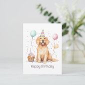 Carte Postale Joyeux Anniversaire Chien Retriever Doré (Debout devant)