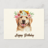Carte Postale Joyeux Anniversaire Chien Retriever Doré avec des (Devant)