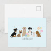 Carte Postale Joyeux Anniversaire Chiens Bleus (Devant / Derrière)