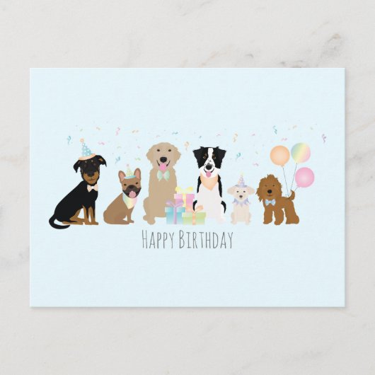 Carte Postale Joyeux Anniversaire Chiens Bleus (Devant)