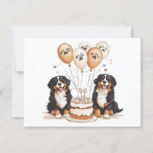 Carte Postale Joyeux Anniversaire Chiens de Montagne Bernois