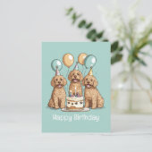 Carte Postale Joyeux Anniversaire Chiens Goldendoodle (Debout devant)