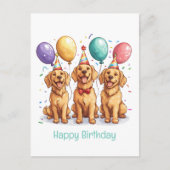 Carte Postale Joyeux Anniversaire Chiens Retriever Dore (Devant)