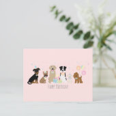Carte Postale Joyeux Anniversaire Chiens Rose (Debout devant)