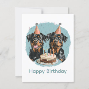 Carte Postale Joyeux Anniversaire Chiens Rottweiler