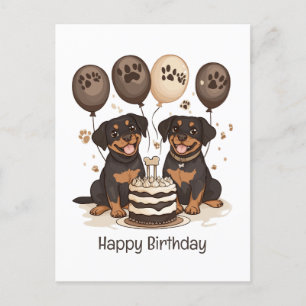 Carte Postale Joyeux Anniversaire Chiens Rottweiler